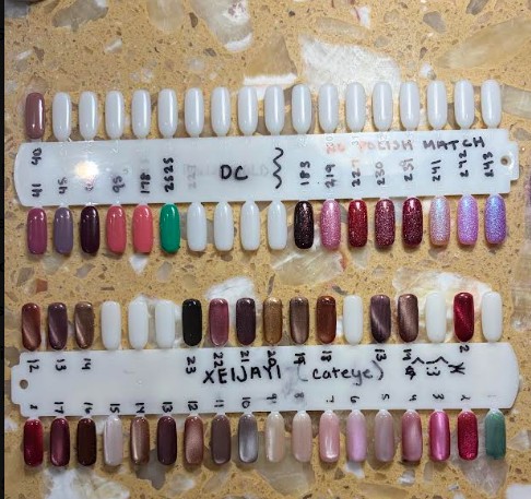 Lee Nails salon color sample board